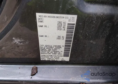 2021 Nissan Altima Sr Fwd из США, поврежденный, VIN 1N4BL4CVXMN357506